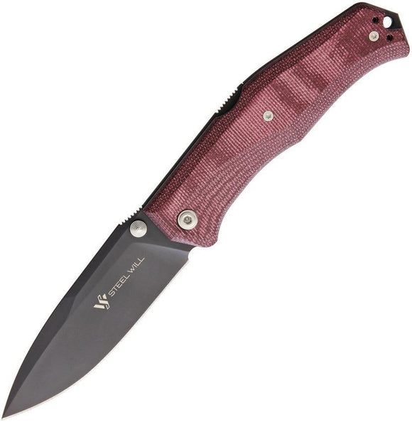 Steel Will Gekko 1555 Lockback Glass Breaker Maroon Handle Folding Knife