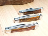 Schrade LOT OF 3 Medium Trapper Imperial Amber Folding Pocket Knives