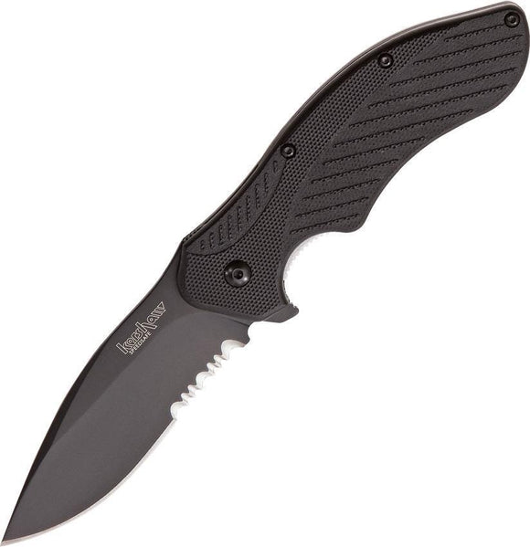 Kershaw Clash Linerlock Black Wash Folding A/O Serrated Blade Knife