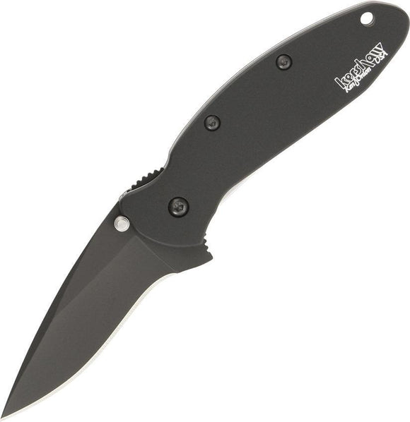 Kershaw Scallion Framelock Blade Black Anodized Handle Folding Knife