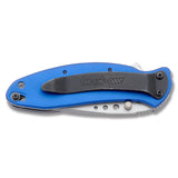 Kershaw Scallion Linerlock A/O Recurve Blade Blue Handle Folding Knife