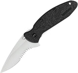 Kershaw Scallion Linerlock A/O Part Serrated Blade Black Folding Knife