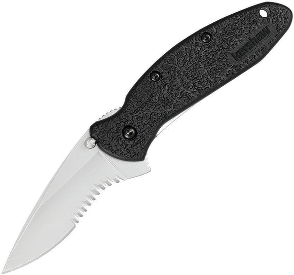 Kershaw Scallion A/O Linerlock Half Serrated Blade Black Folding Knife