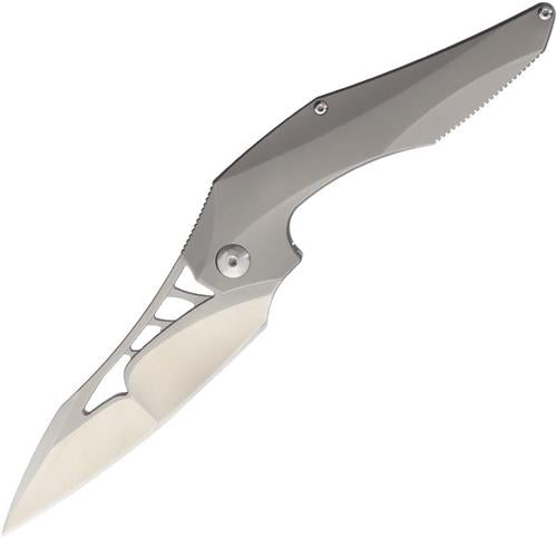 Brous Blades Raven Framelock Satin Folding D2 Steel Titanium Handle Knife