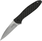 Kershaw Leek A/O Stonewash Blade Black Carbon Fiber Handle Folding Knife