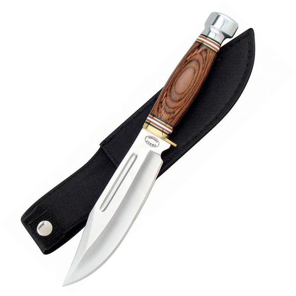 Frost Cutlery Iron Horse Pakkawood Handle Bowie Fixed Satin Blade Knife