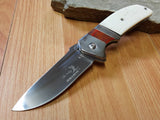 ELK RIDGE White BONE Spring Assist Drop Pt Folding Pocket Knife - a167BN