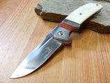 ELK RIDGE White BONE Spring Assist Drop Pt Folding Pocket Knife - a167BN