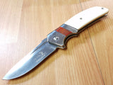 ELK RIDGE White BONE Spring Assist Drop Pt Folding Pocket Knife - a167BN