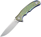 Artisan Tradition Framelock Blue Pattern Titanium S35VN Folding Knife