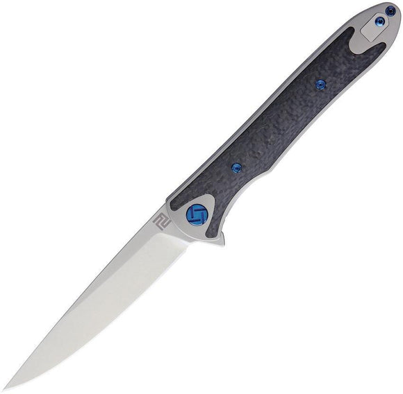 Artisan Shark Framelock Gray Titanium Carbon Fiber S35VN Folding Knife