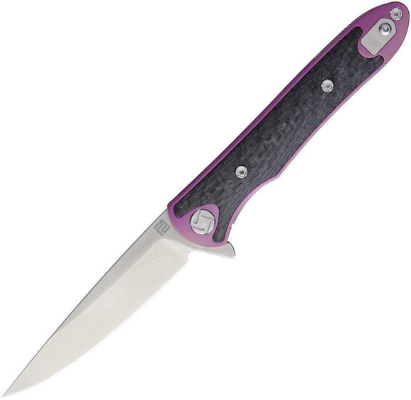 Artisan Small Shark Framelock Purple Titanium Carbon Fiber S35VN Knife