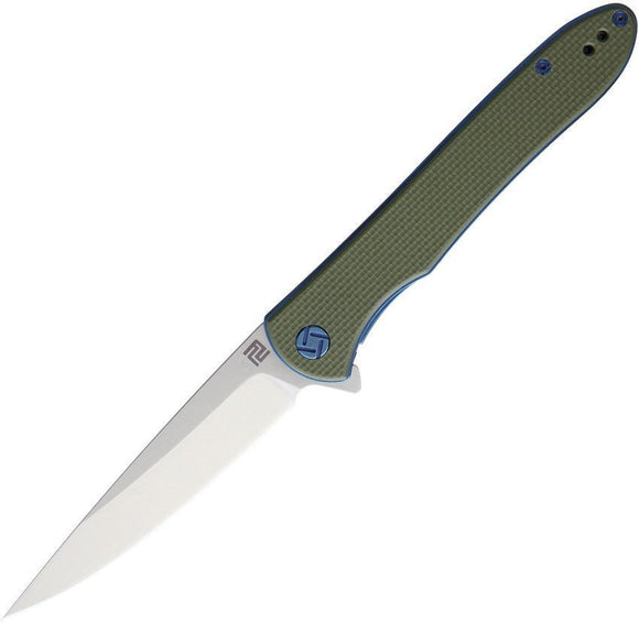 Artisan Shark Linerlock OD Green G10 Handle D2 Tool Steel Folding Knife