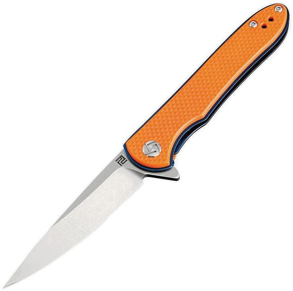 Artisan Cutlery Shark D2 Linerlock Orange G10 Folding Knife