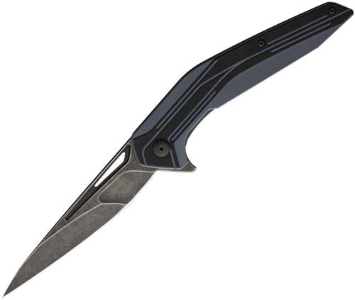 Brous Blades Hardwire Blackout Linerlock Blue Black G10 Handle Folding Knife