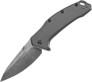 Kershaw Link Linerlock A/O Blackwash Blade Gray Handle Folding Knife