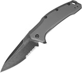 Kershaw Link Linerlock Gray Aluminum A/O Blade Made USA Folding Knife