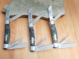 Schrade Congress LOT OF 3 Imperial Black 4-Blade Folding Pocket Knives