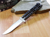 Bear & Son 9" Black and Silver handle Butterfly Folding Knife - flipping - 117s