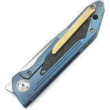Bestech Shinkanzen Framelock Blue Ti S35VN Stainless Satin Folding Knife