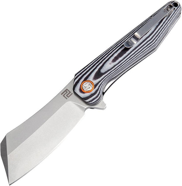 Artisan Osprey Linerlock Black & White Handle Folding Knife