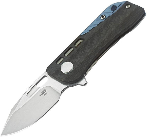 Bestech Knives Engine Blue Titanium Carbon Fiber S35VN Folding Knife