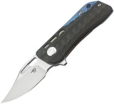 Bestech Knives Engine Bowie Blue Gray Titanium CF S35VN Folding Knife