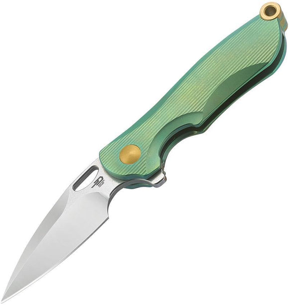 Bestech Knives Parrot Framelock Green Titanium S35VN Folding Knife