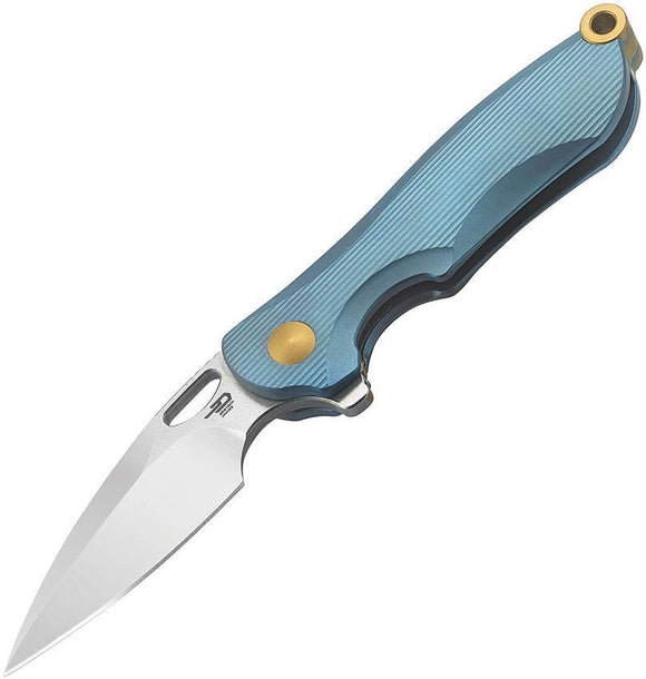 Bestech Knives Parrot Framelock Dark Blue Titanium S35VN Folding Knife