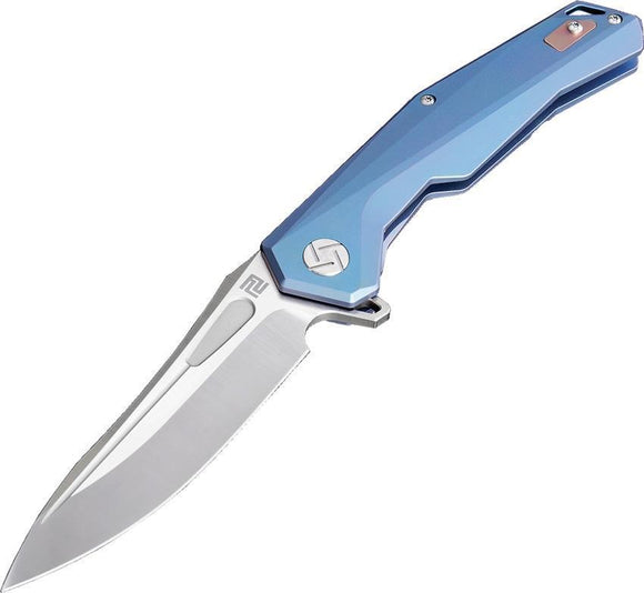 Artisan Zumwalt Framelock Blue Titanium S35VN Steel Folding Knife