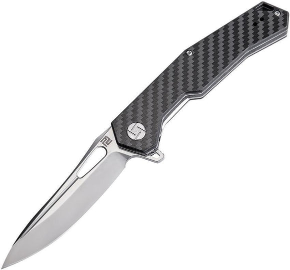 Artisan Zumwalt Carbon Fiber Black Handle D2 Tool Steel Folding Knife