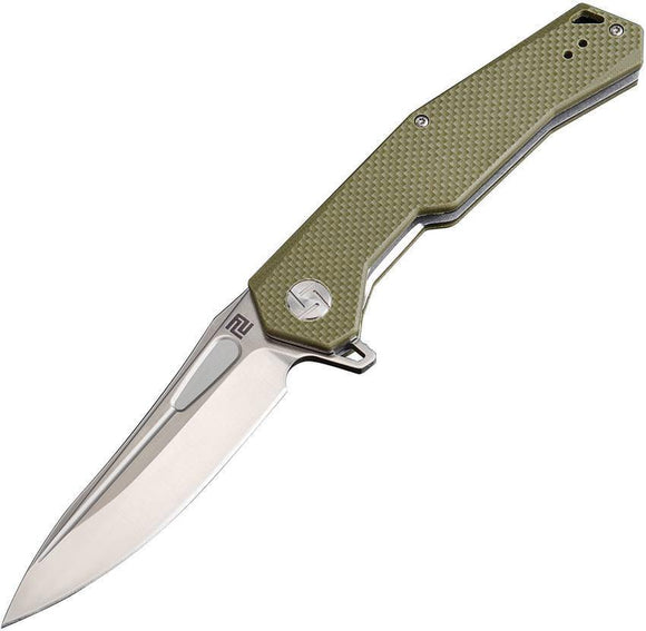 Artisan Zumwalt Linerlock Green Handle D2 Tool Steel Folding Knife