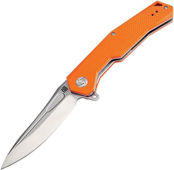 Artisan Zumwalt Linerlock Orange Handle D2 Tool Steel Folding Knife