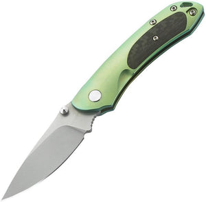 Bestech Knives Junzi Slip Joint Green Titanium CF S35VN Folding Knife