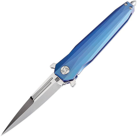 Artisan Cutlery Hornet Blue Titanium M390 Framelock Folding Knife