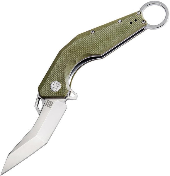 Artisan Cobra Linerlock Green D2 Tool Steel Silver Liners Folding Knife