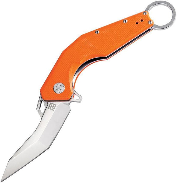 Artisan Cobra Linerlock Orange D2 Tool Steel Silver Liner Folding Knife