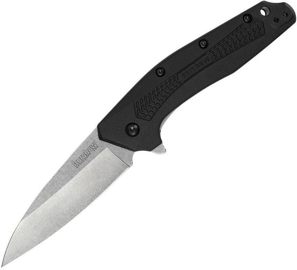 Kershaw Dividend Linerlock A/O Stonewash Blade Black Handle Folding Knife