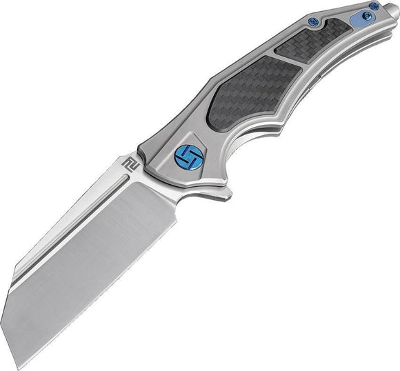 Artisan Apache Framelock Gray Titanium Carbon Fiber M390 Bohler Knife
