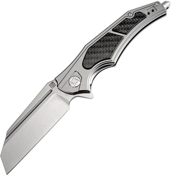 Artisan Apache Linerlock Gray Carbon Fiber D2 Tool Steel Folding Knife