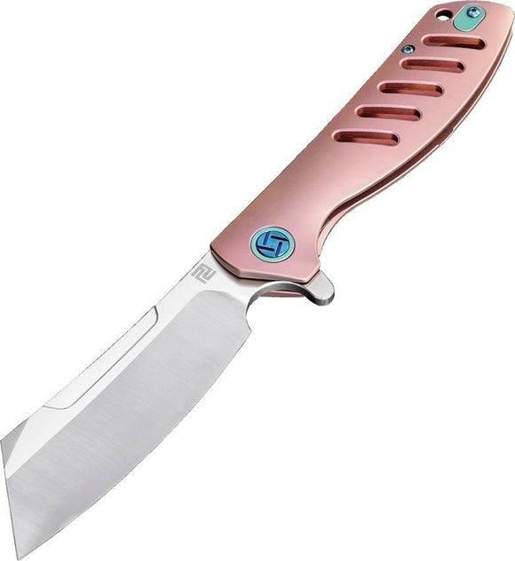Artisan Tomahawk Framelock Pink Titanium S35VN Steel Folding Knife