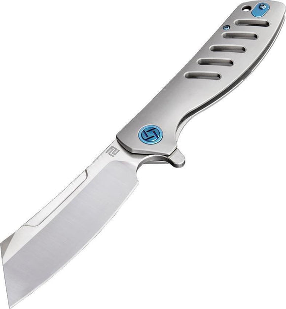 Artisan Tomahawk Framelock Gray Titanium S35VN Steel Folding Knife 