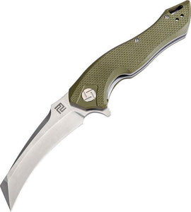 Artisan Cutlery Eagle Hawkbill D2 Green G10 Framelock Folding Knife