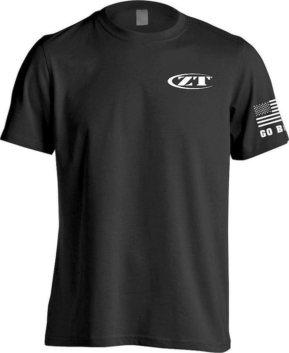 Zero Tolerance White Logo Left Black Short Sleeve w/ GO BOLD Flag Men's T-Shirt