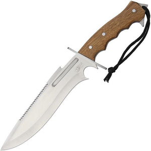 Frost Cutlery 15" Zebra Wood Handle Stainless Fixed Blade Bowie Knife