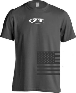 Zero Tolerance White Logo American Flag Gray Short Sleeve Men's T-Shirt