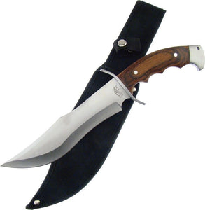 Frost Frontiersman Bowie Fixed Stainless Pakkawood Handle Knife + Sheath