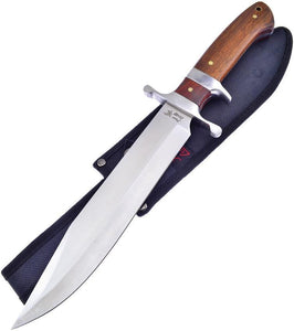 Frost 16" Bowie Cocobolo Wood Stainless Fixed Knife with Belt Sheath
