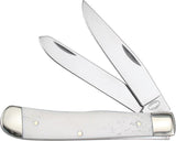 Frost Trapper White Smooth Bone Handle Mirror Stainless Folding Knife