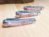 Schrade LOT OF 3 Imperial Small Trapper Pink Swirl Folding Pocket Knives